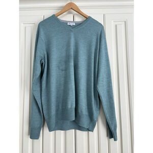 Peter Millar Men's Merino Wool & Silk Crew Neck Sweater Blue Size XL Flawed NWOT